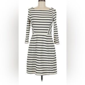 GAP Black & White Striped Long-Sleeve Fit-and-Flare Dress